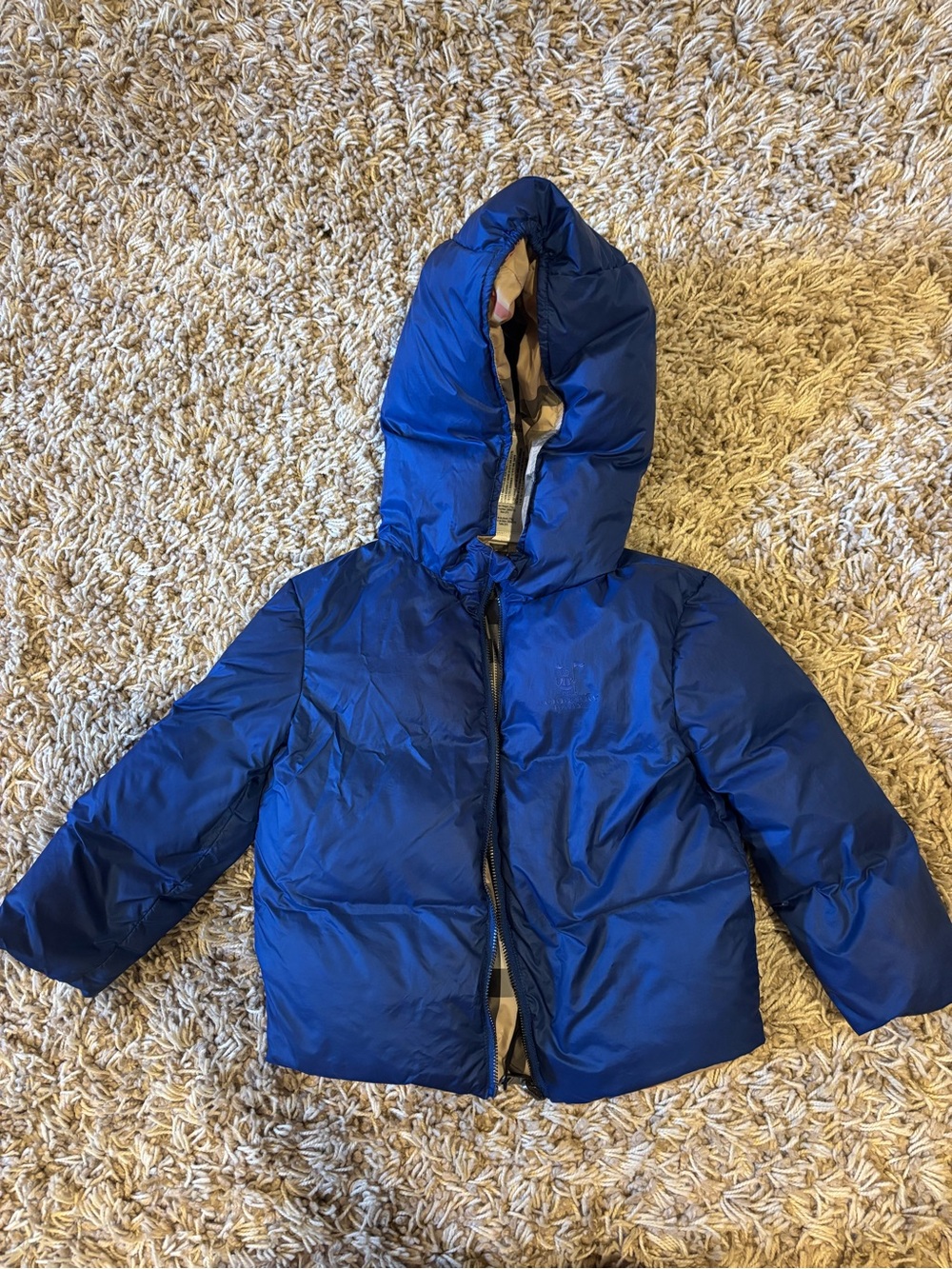 Burberry Royal Blue Kids Hooded Puffer Jacket